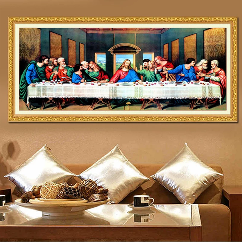 The last dinner cross -stitch embroidery living room 2021 New Christian Jesus Cross God Emille
