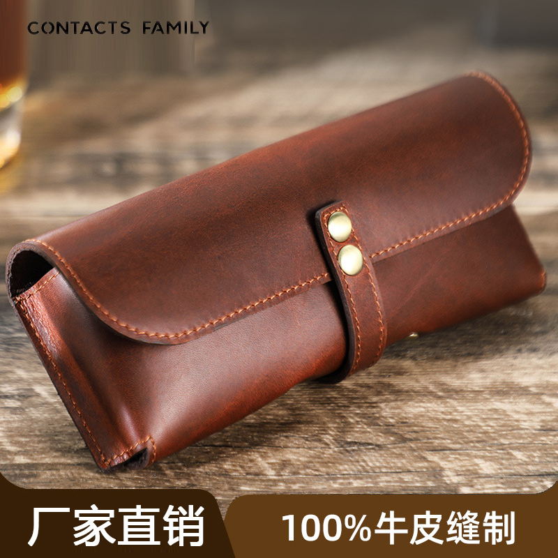 Retro Crazy Horse Cowhide High-End Handmade Glasses Case Travel Portable Genuine Leather Sunglasses Storage Box Bag Sunglasses Case Retro Crazy Horse Cowhide High-End Handmade Glasses Case Travel Portable Genuine Leather Sunglasses Storage Box Bag Sunglasses Case