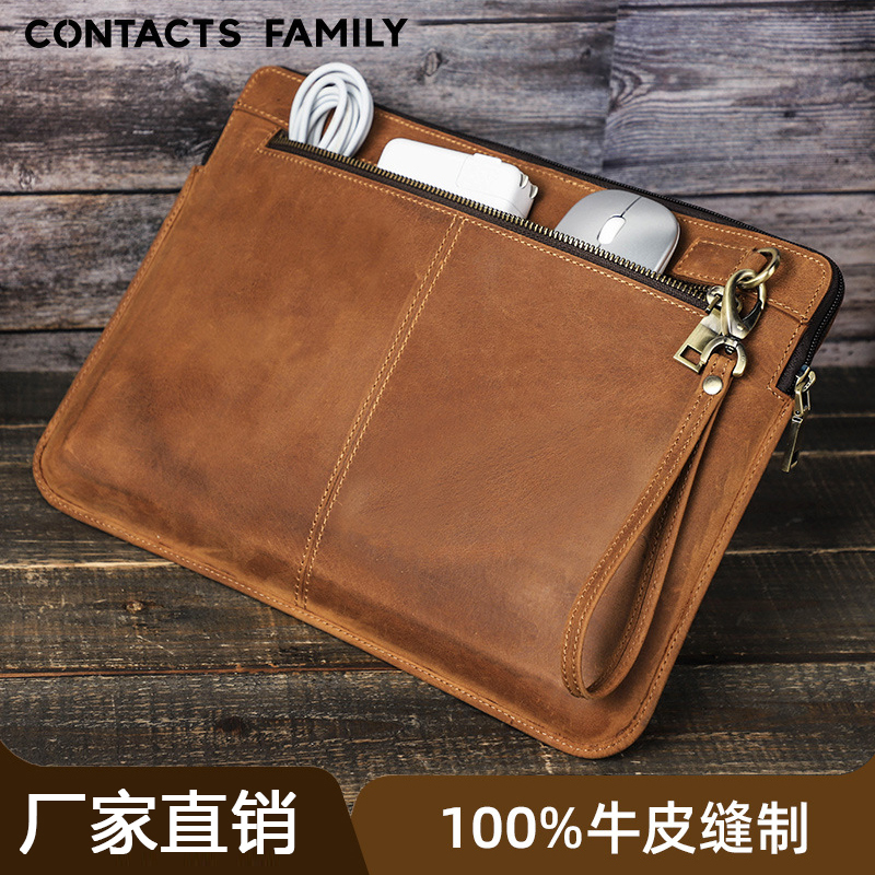Suitable for the New Crazy Horse Leather MacBook Pro 14 Protective Case, Genuine Leather Apple Laptop Cowhide Inner Sleeve