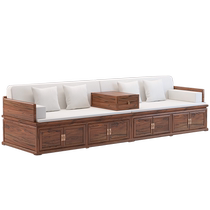 New Chinese style solid wood Luohan bed box storage sofa extended collapsed antique Zen sofa bed elm furniture bed