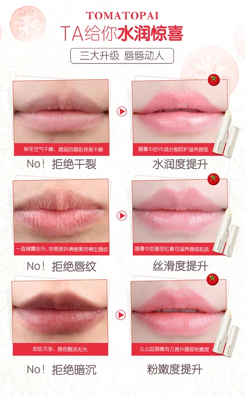 Cà chua pie lip balm dưỡng ẩm giữ ẩm phai lip dòng nữ nam không màu lip phim chống khô chăm sóc môi