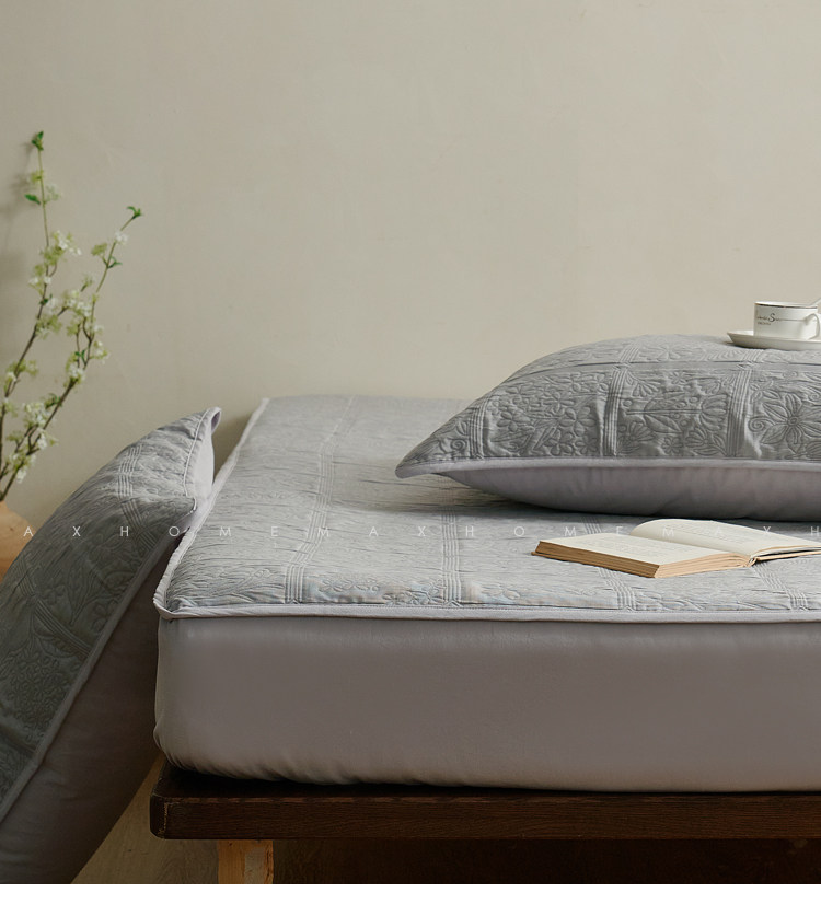 Натяжная простыня fitted sheet | 天丝棉床笠枕套三层提花柔软凉席厚实三件套四季