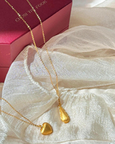 62% off Chow Tai Fook New Brushed 18K Gold Love Necklace Water Drop Necklace