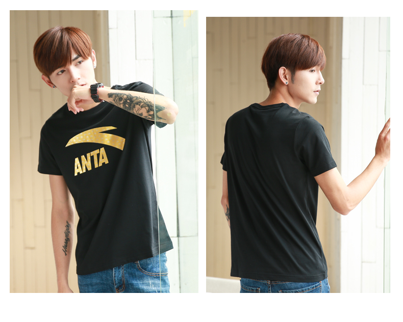 Áo thun nam tay ngắn Anta 2018 hè mới thoáng khí nửa tay rộng logo cổ tròn nam thể thao giản dị áo thun lạnh nam adidas