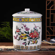 Jingdezhen ceramic 20kg rice cylinder cylinder moisture-proof and insect-proof sealing with lid household rice storage bucket fruit box storage tank