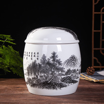 Jingdezhen ceramic round urn with lid large medium and small bone altar funeral and burial picking pot relocation supplies