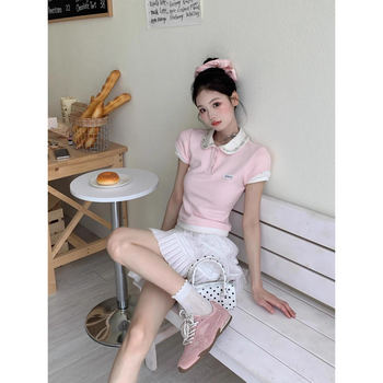 Miu ແບບລູກສາວວິທະຍາໄລແບບ pleated skirt ສອງສິ້ນຊຸດ
