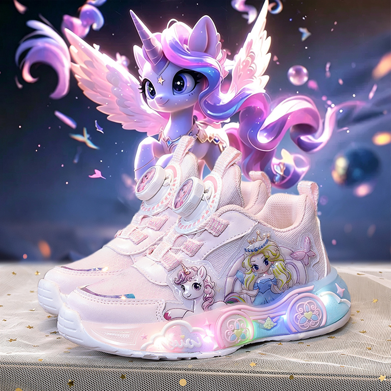 My Little Pony Light-Up Shoes for Girls, Autumn Princess Rotating Buckle Sneakers, Girls' Mesh Flashing Shoes, Children's Light-Up Shoes My Little Pony Light-Up Shoes for Girls, Autumn Princess Rotating Buckle Sneakers, Girls' Mesh Flashing Shoes, Children's Light-Up Shoes