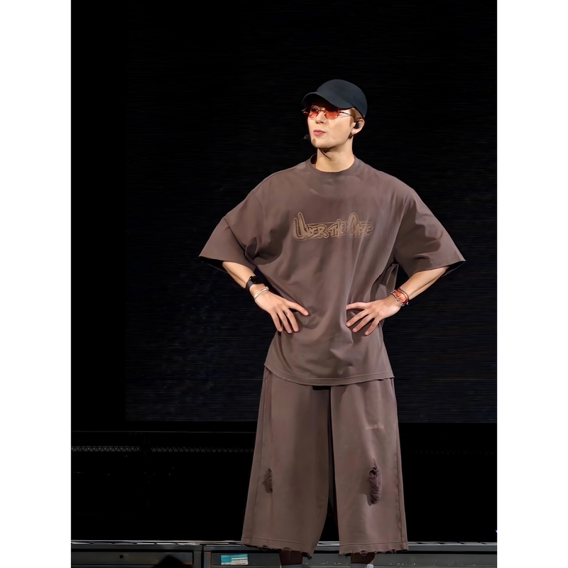 Jackson Wang Style Washed Short-Sleeve T-Shirt, Pure Cotton, 2026 New Halloween Limited Edition, Unisex Couple Summer Wear
