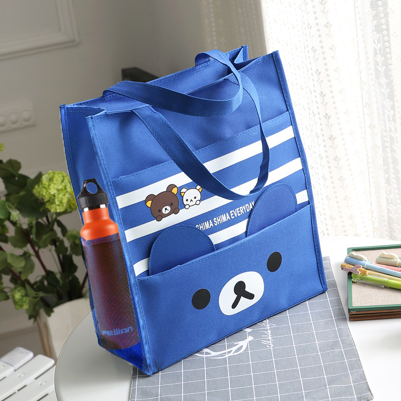 (with water glass bits) Cartoon elementary school students A4 tutorial bags with hand lunches with sails buns bag of fine art bags for remedial classes