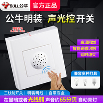 Bull sound and light control panel intelligent induction corridor household surface light control light sensing led voice control switch