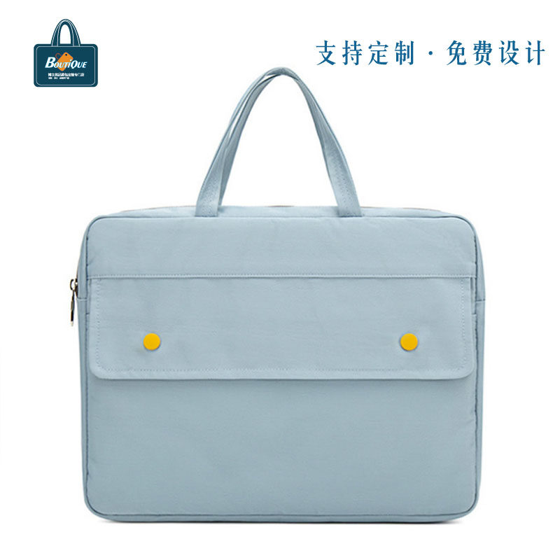 Hand carrying briefcase for men and women's business office bag with A4 paper large capacity waterproof file bag customized