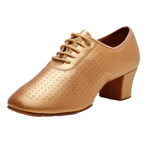 Danuo Latin dance shoes for women adult medium-heeled soft-soled sailor dance social square modern body training dance shoes gold