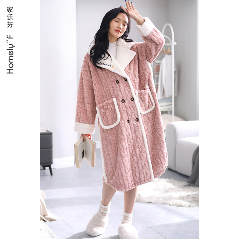 Sleeping robe ladies sleepwear bathrobe winter flange suede coral suede thickened with velvety plush autumn and winter in the middle of winter