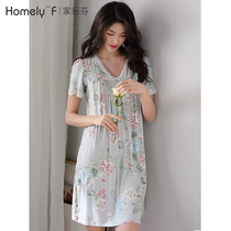 Summer nightdress ladies pajamas summer thin modal cotton middle-aged mother loose plus size long dress