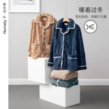 家乐芬 Мужская демисезонная зимняя коралловая бархатная флисовая удерживающая тепло фланелевая пижама, увеличенная толщина