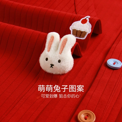 家乐芬 Осенняя пижама, осенний хлопковый демисезонный лонгслив, красный оберег на день рождения, год кролика