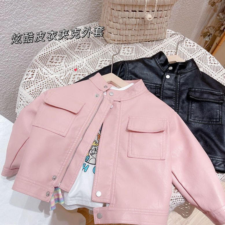 Children's Leather Jacket Stylish 2026 Spring and Autumn Pink Pu Leather Jacket for Older Kids Trendy Top Children's Leather Jacket Stylish 2026 Spring and Autumn Pink Pu Leather Jacket for Older Kids Trendy Top