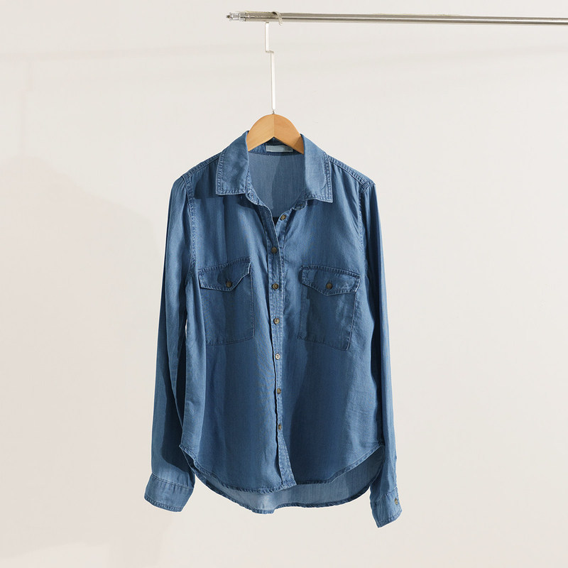Special Offer, 100% Lyocell, Loose-Fitting Solid Color Long-Sleeve Shirt 26081782