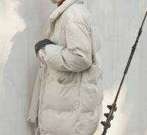 A tea and Agu two-color gentle cotton-padded clothes men Korean version of long loose winter coat couples cotton clothes