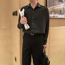 A tea and Agu butterfly buckle woolen shirt men long sleeve winter thick shirt