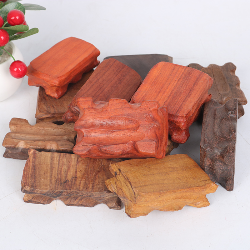 A009 Red Wood Small Chishstone Base Solid Wood Can Dig Groove Log Root Carved text Play Swing Piece Teapot Stone Base