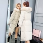 2018 mới sinh viên Hàn Quốc thả lỏng thắt lưng xuống áo khoác bông lông cổ áo cotton nữ dài áo khoác cotton dày áo phao lông vũ nữ có mũ