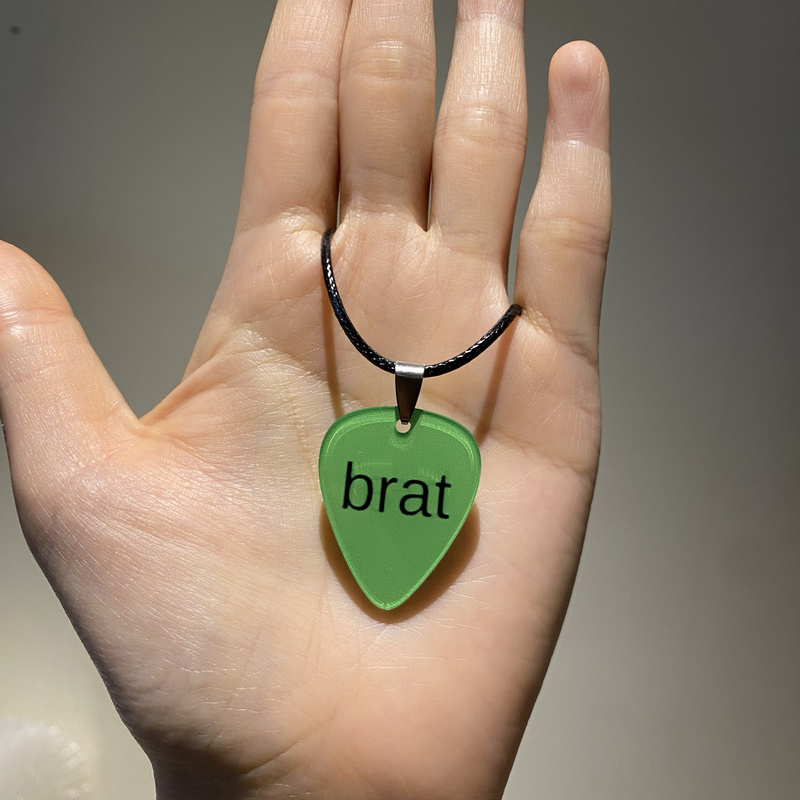 Charli Xcx Tea-Washing Necklace Acrylic Guitar Pick Brat Album Cover Merchandise Phone Case Accessories