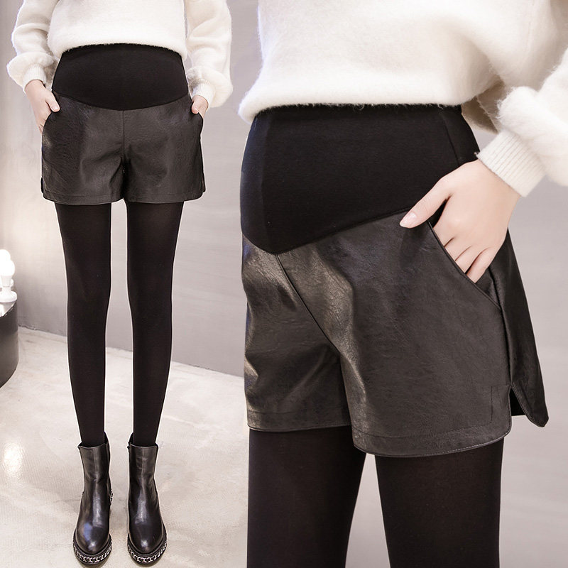 孕妇短裤秋冬季外穿PU皮托腹打底裤秋冬装孕妇皮短裤阔腿靴裤皮裤|msdalam kategori Butik wanita / wanita, seluar, seluar santai - dari Buy2taobao.com untuk memberikan perkhidmatan ejen Taobao profesional membeli