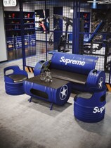 定制ktv酒吧卡座沙发茶几组合清吧奶茶铁艺复古工业风油桶桌椅定