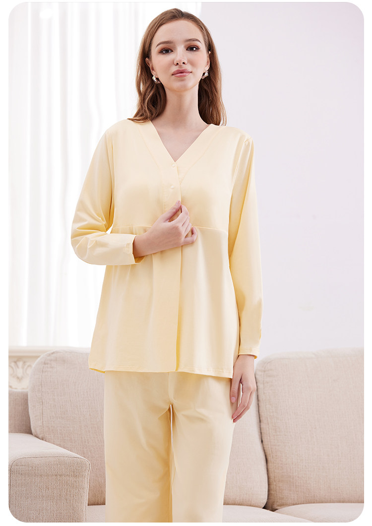 Postpartum Clothing, Summer Pure Cotton Thin Style, Sweat-Absorbent, Postpartum, with Breast Pads, Maternity Pajamas, Short-Sleeved, Breastfeeding — 18