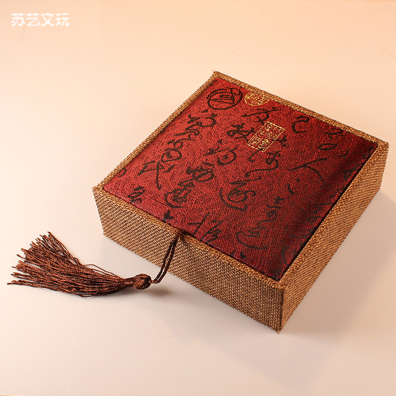 Jewelry Packaging Box Jade Bracelet Buddha Bead String Necklace Ring Linen Tassel Storage Gift Box Chinese Style Play