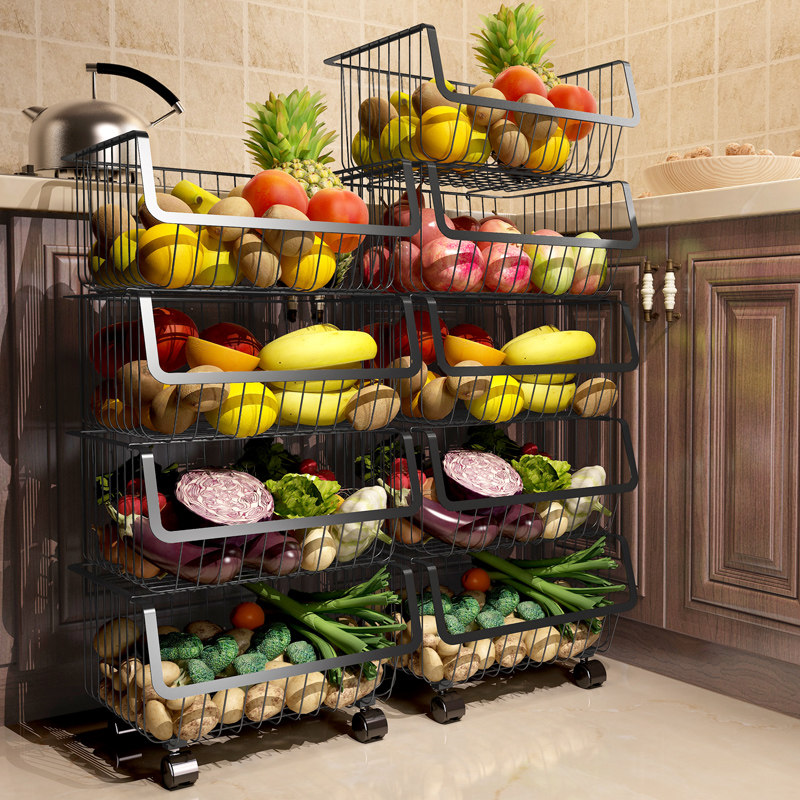 304 stainless steel kitchen fruit and vegetable shelving vegetable basket ground floor multilayer putting vegetable rack fruit storage containing basket