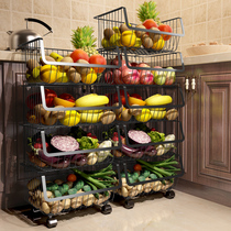 304 stainless steel kitchen fruit and vegetable shelf Vegetable basket Floor-standing multi-layer vegetable shelf fruit storage storage basket