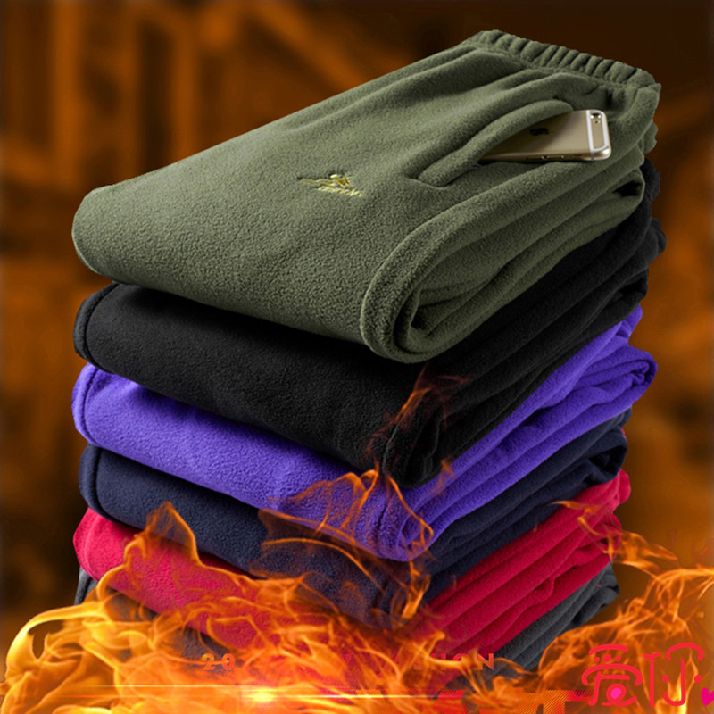 Autumn and winter style fleece pants male fleece outdoor thick warm pants mountaineering loose women sports running outside wear long pants