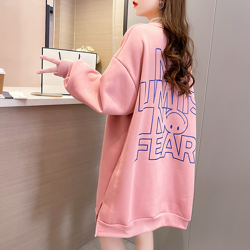 Winter dress thickened and gapped pregnant women's necropolis with long version of blouse large size for loose necropolis dress for autumn and winter warm jacket