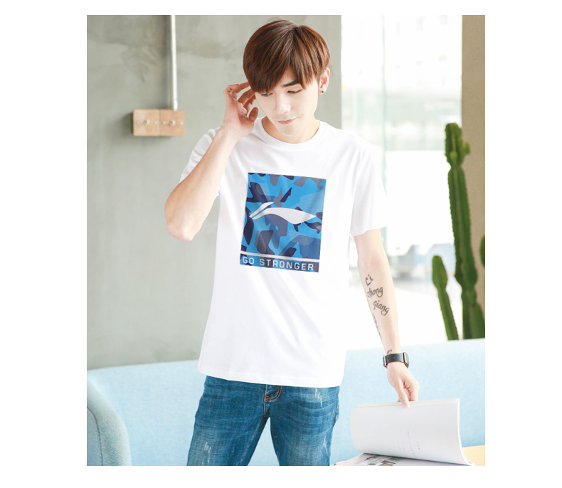 Li Ning áo thun ngắn tay nam thoáng khí mùa hè lớn LOGO quần áo thể thao bóng rổ nam nhanh khô chạy áo thun thể thao giản dị - Áo phông thể thao áo thun the thao nam adidas có cổ