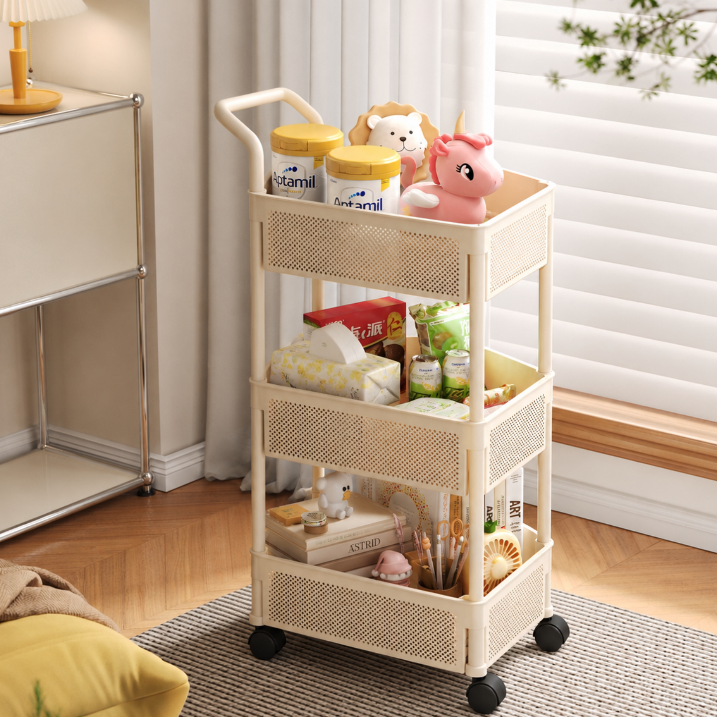 Rolling Cart Shelf Dorm Snack Books Multi-Layer Organizer Kitchen Bathroom Movable Gap Storage Rack