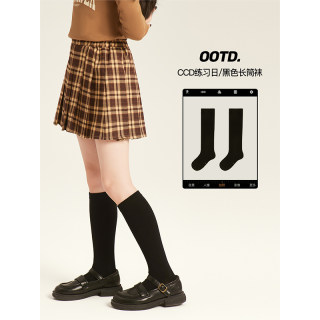 Amybaby女童长筒袜秋冬款小女孩黑色经典简约百搭显高小腿袜