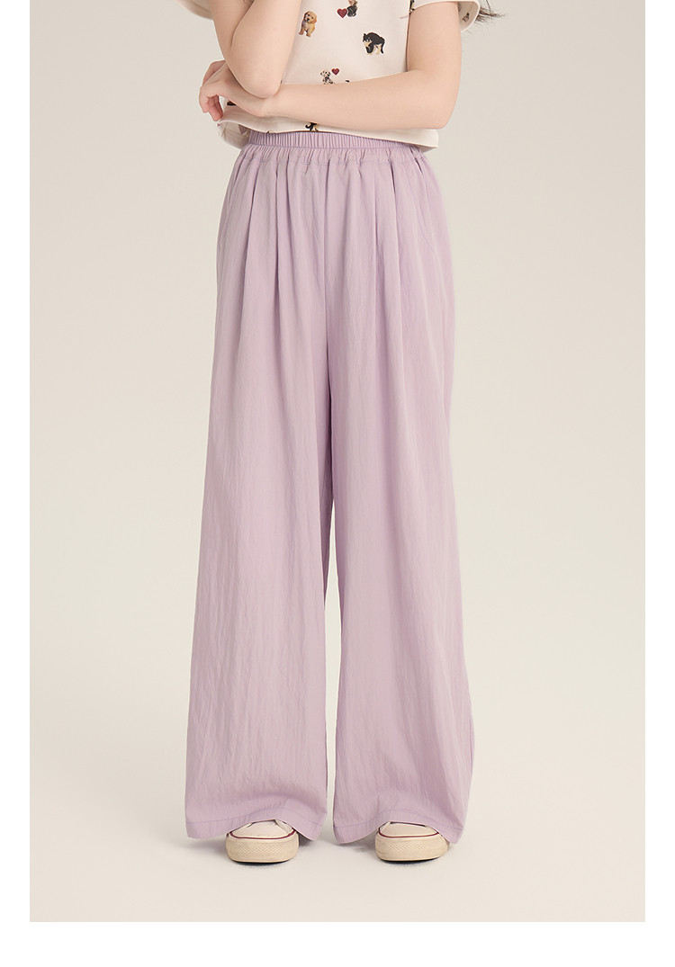 Amybaby Girls' Pants Summer 2026 New Style Lazy Style Pure Color Simple Versatile Loose Wide-Leg Pants — 15