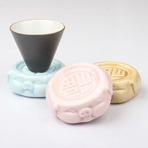 Ceramic Cute Little Pig Tea Cup Mat Insulation Pan Kung Fu Tea Road Accessories Home Creative Chinese China Wind Round