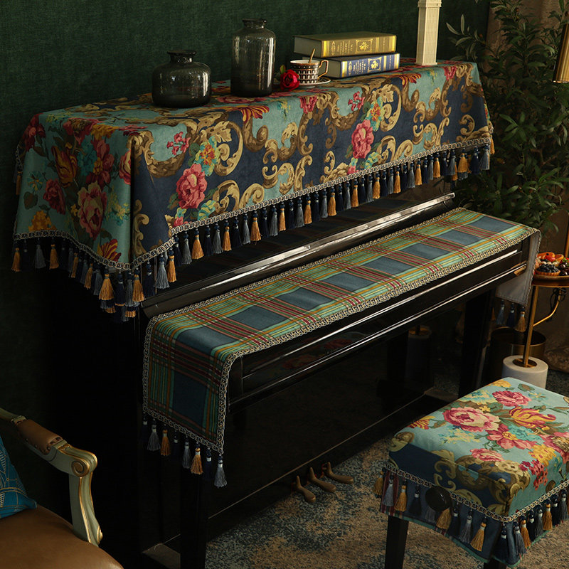Piano cover set half cover dustproof cover towel cloth stool cover light luxury quality modern American European style model room