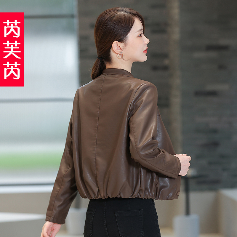Loose and Stylish Leather Jacket for Women, Short Coat, Spring and Autumn Hong Kong Style, Fashionable Petite Casual Pu Biker Jacket