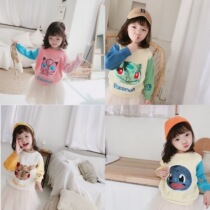 Autumn and winter boys and girls baby cute embroidery pullover color sweater children cartoon pattern bead face sweater