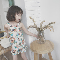 ins explosive summer new childrens baby Korean cool comfortable leisure set girls floral sling set