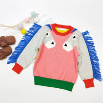 ins explosive autumn new boys and girls baby cute handmade tassel color color pony sweater