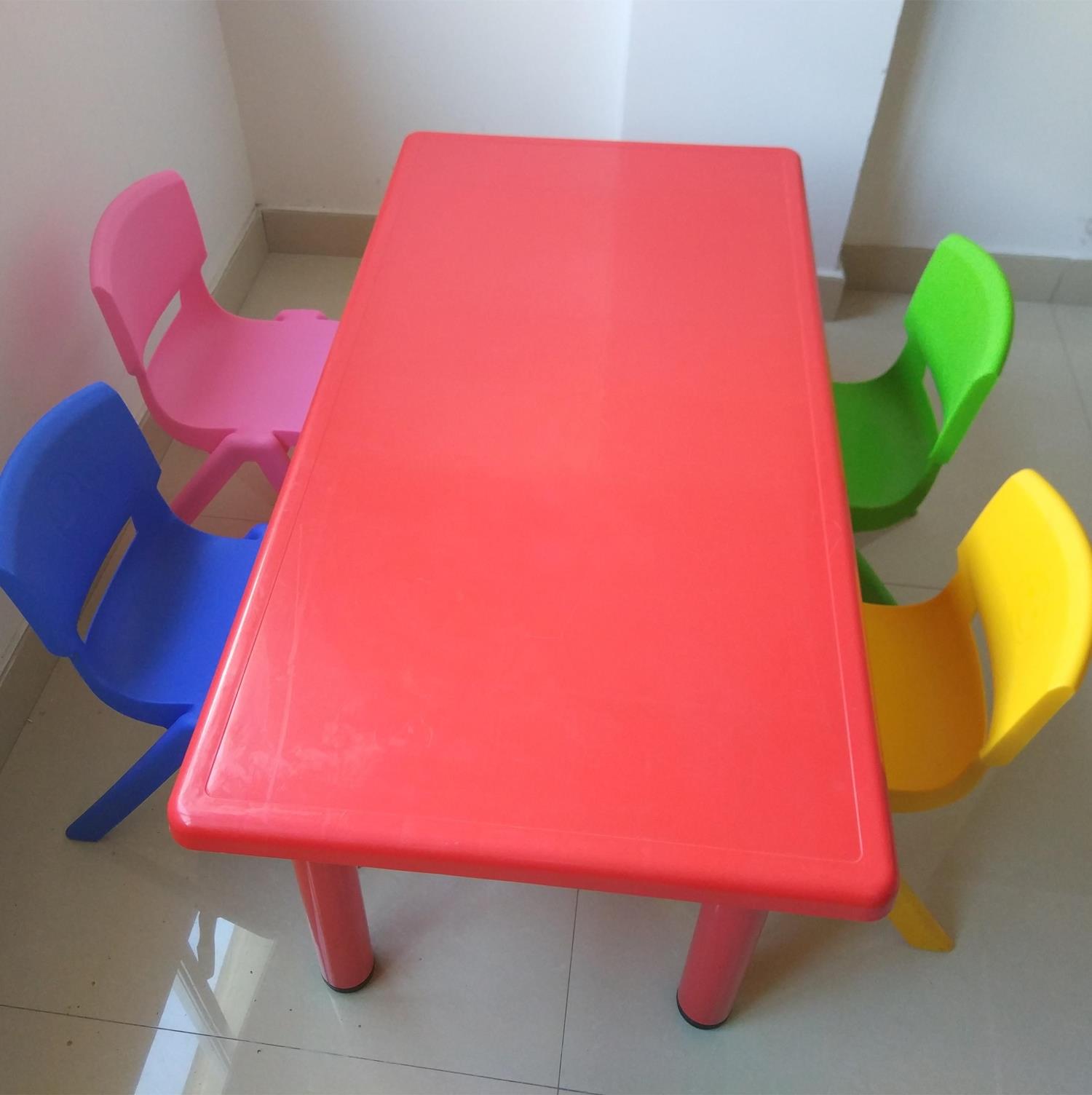 Kindergarten children's table and chairs study table rectangular table plastic small desk can lift table baby to teach drawing early