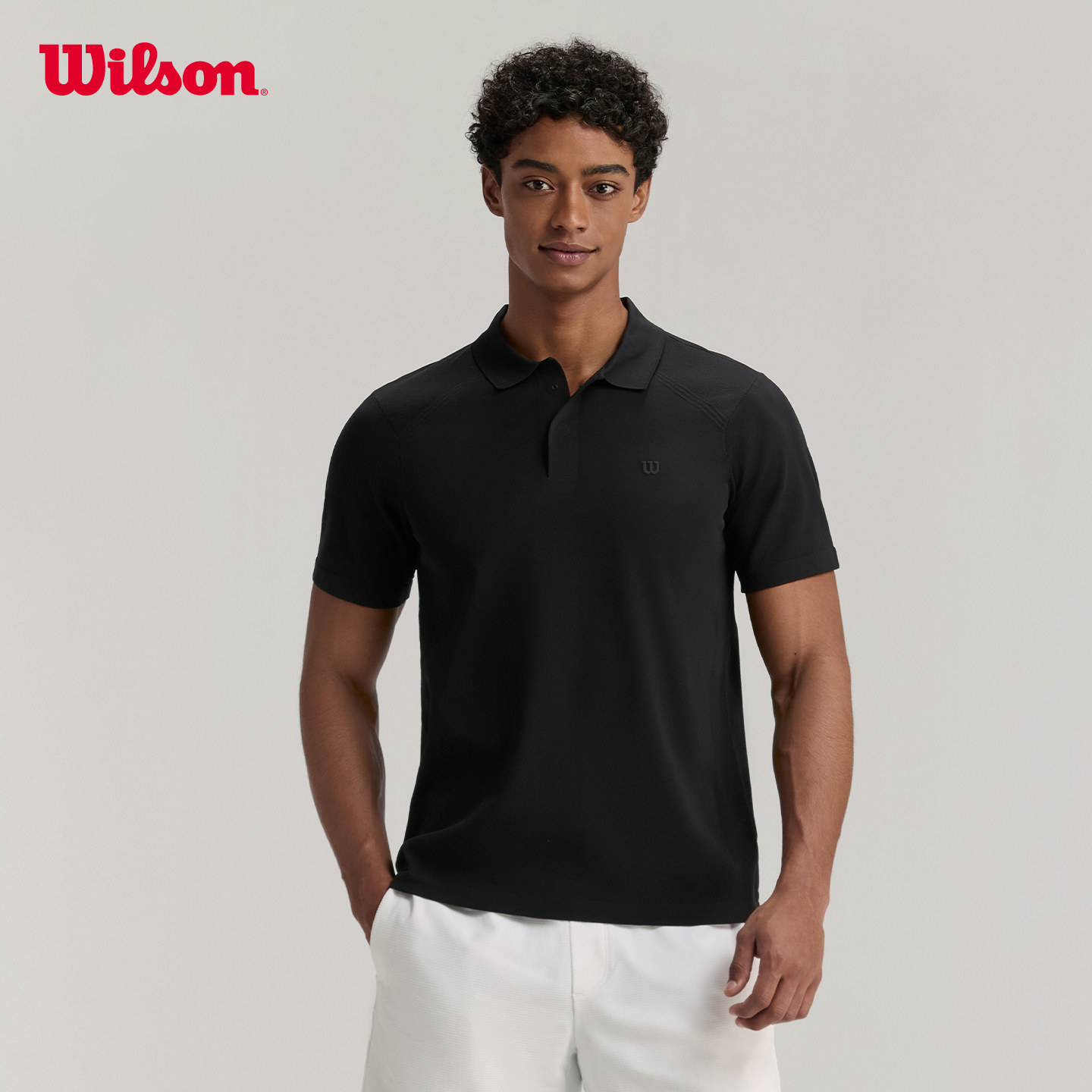 Wilson Official Summer Men's Sports Fly-Knit Technology Skin-Friendly Soft Tennis Knit Short-Sleeve Polo