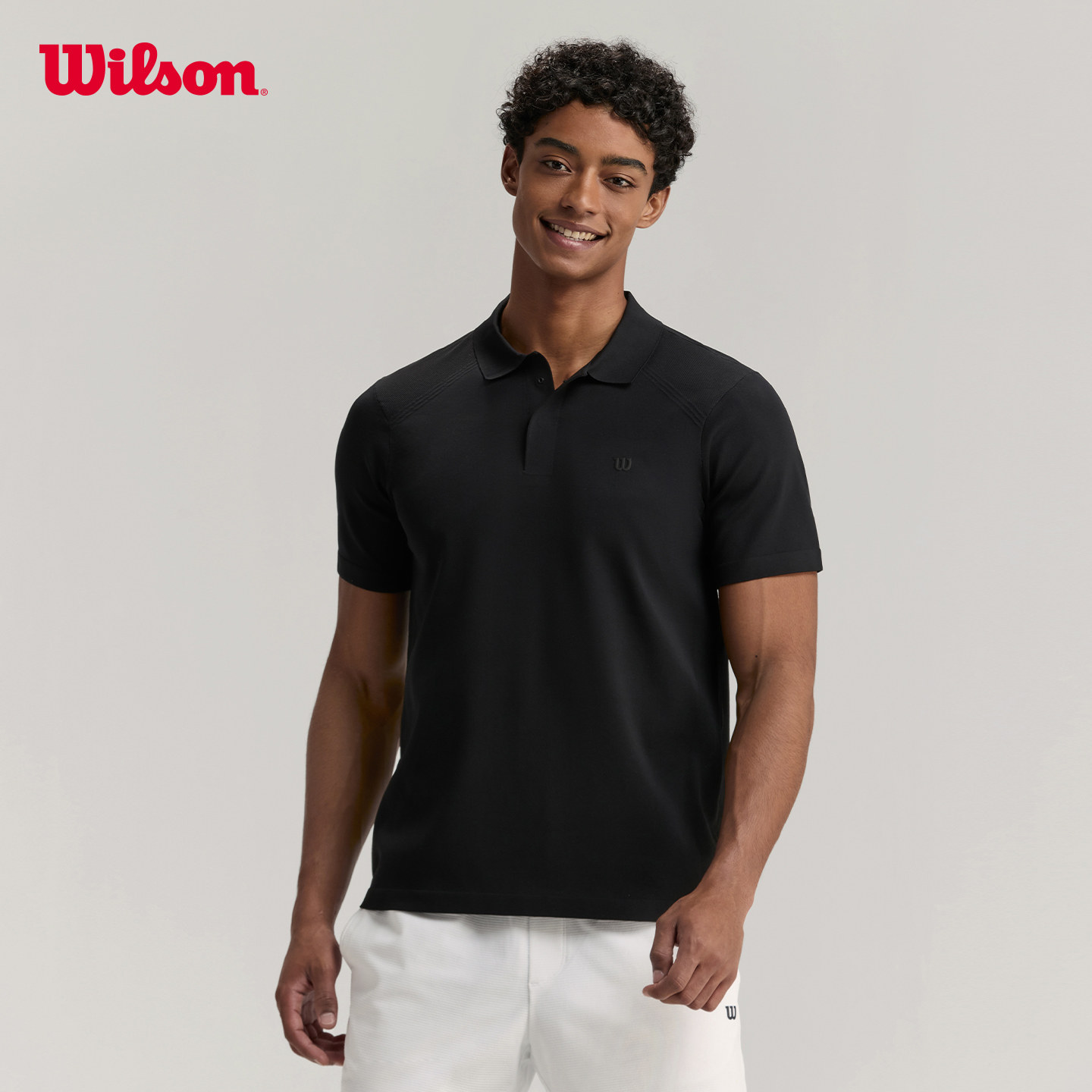 Wilson Official Summer Men's Sports Fly-Knit Technology Skin-Friendly Soft Tennis Knit Short-Sleeve Polo