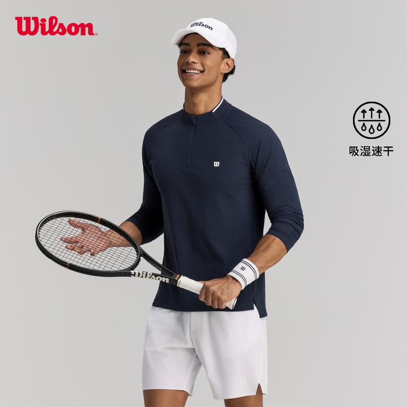 Wilson Official 26Th Spring New Men's Moisture-Wicking Quick-Drying Lightweight Half-Zip Tennis Long-Sleeved T-Shirt